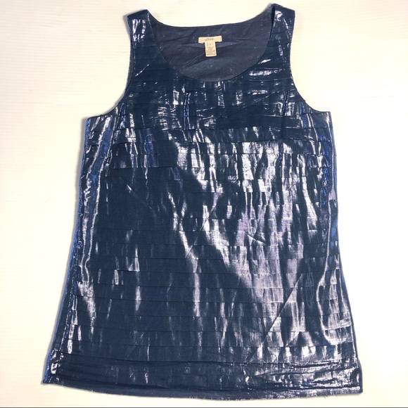 J.CREW Metallic Pleated Tiered Tank 0 - Picture 4 of 11